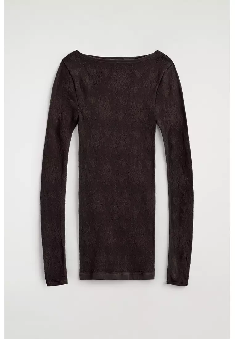 FLORAL-JACQUARD LACE TOP