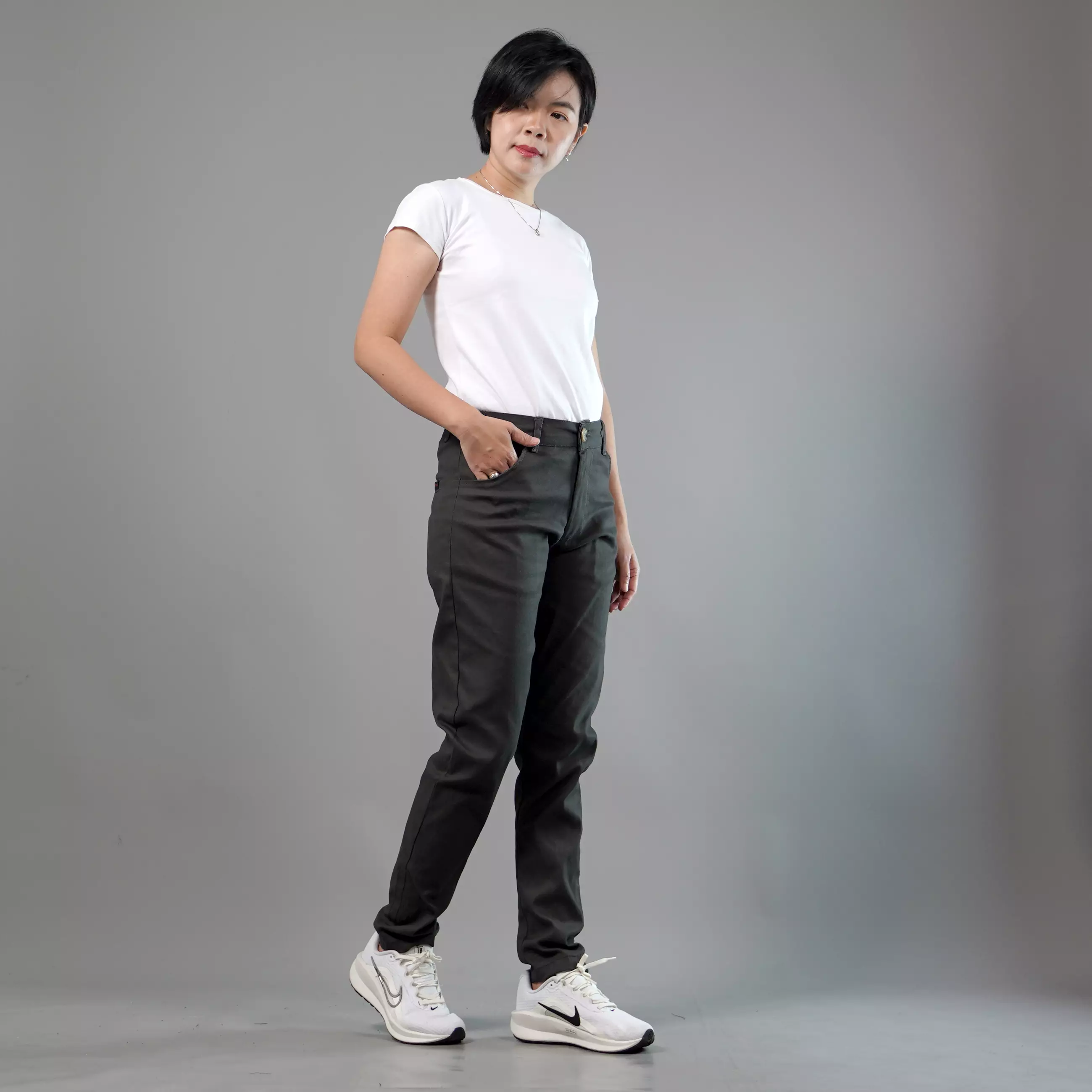  JAVIRE Celana Casual Wanita Celana Panjang Wanita Chino Pants Wanita - ABU TUA