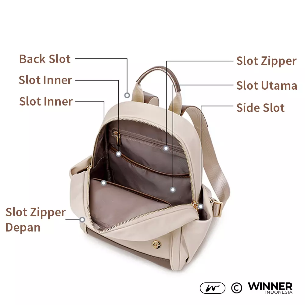 Tas Ransel Kecil Nylon Anti-Air Backpack Korean Style (T14-016-6138) - Hitam S