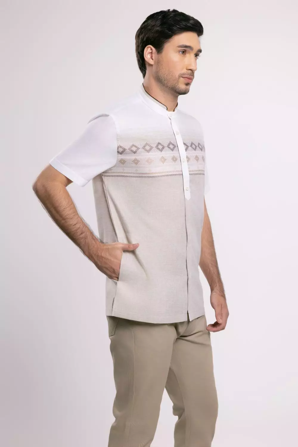 MOC Kemeja Koko Lengan Pendek Pria Hammas - Beige