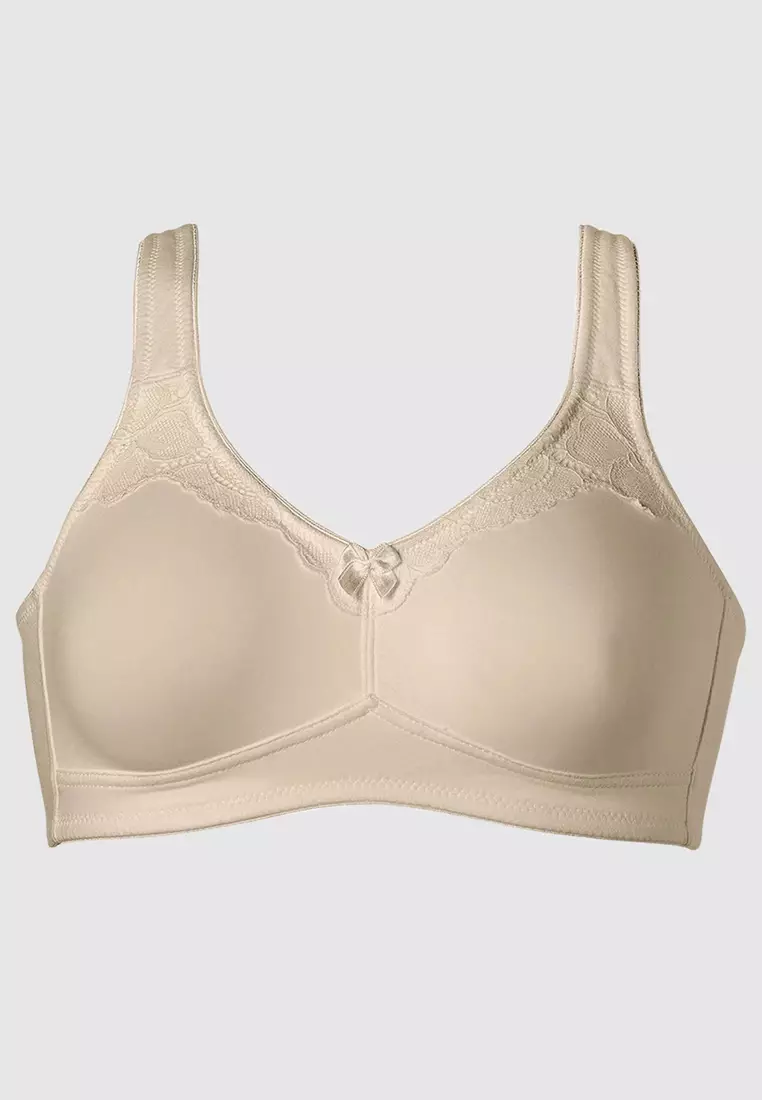 Naturana Wide Strap Wirefree Cotton Bra with Lace 2024