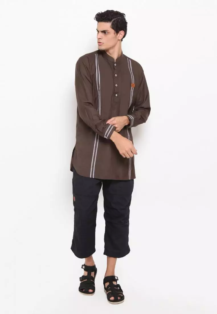 Zayidan Baju Koko Gamis Muslim Pria Wahab - Coklat