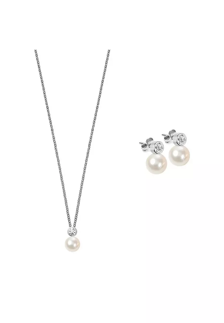 White pearl necklace and earring sets online