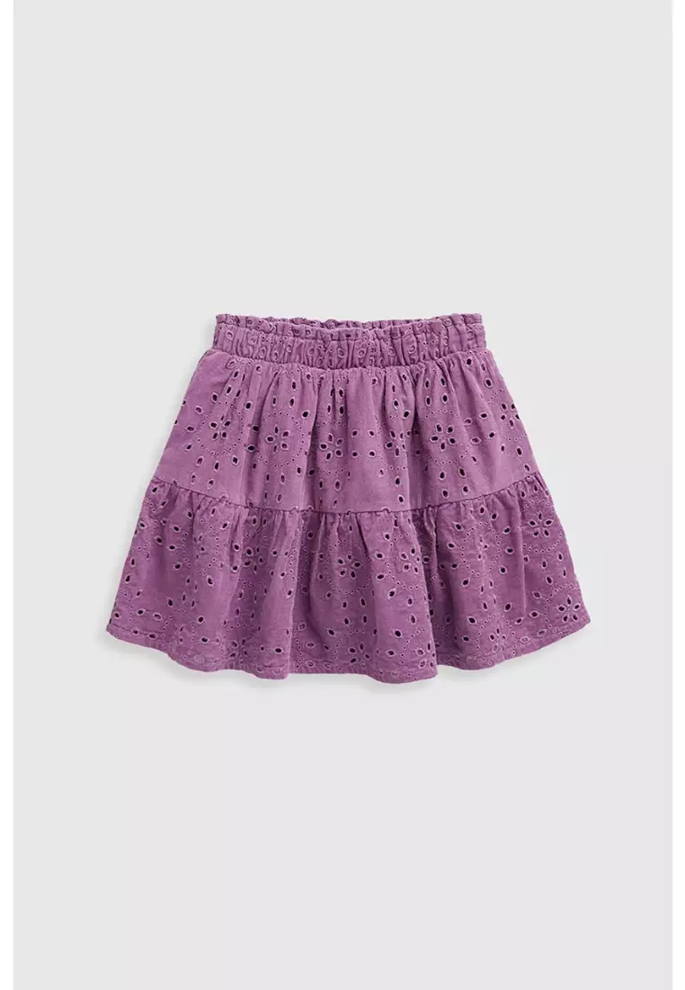 Purple Broderie Cord Skirt