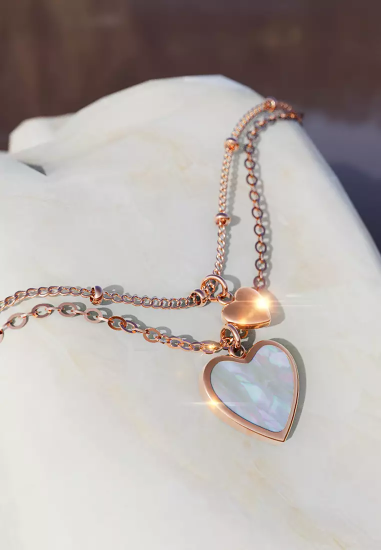 River's Heart Bracelet in Rose Gold Stainless Steel