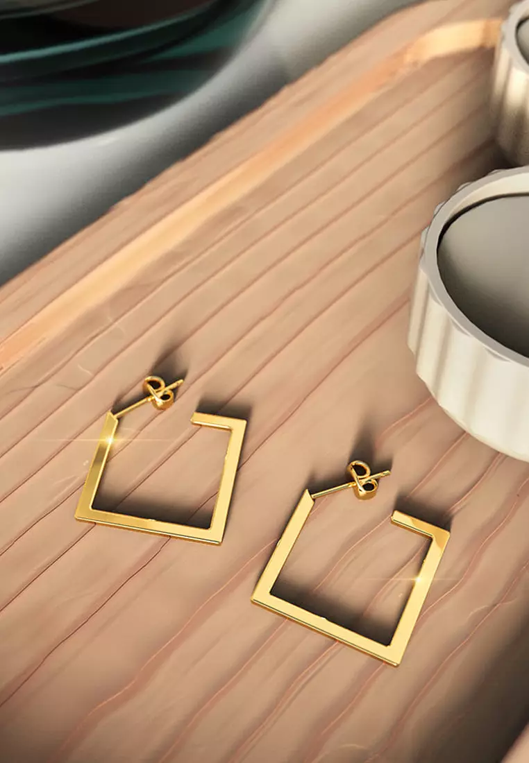 Diamond Hoop Gold Layered Earrings