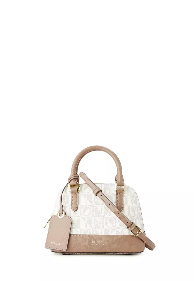 White RI monogram padlock cross body bag