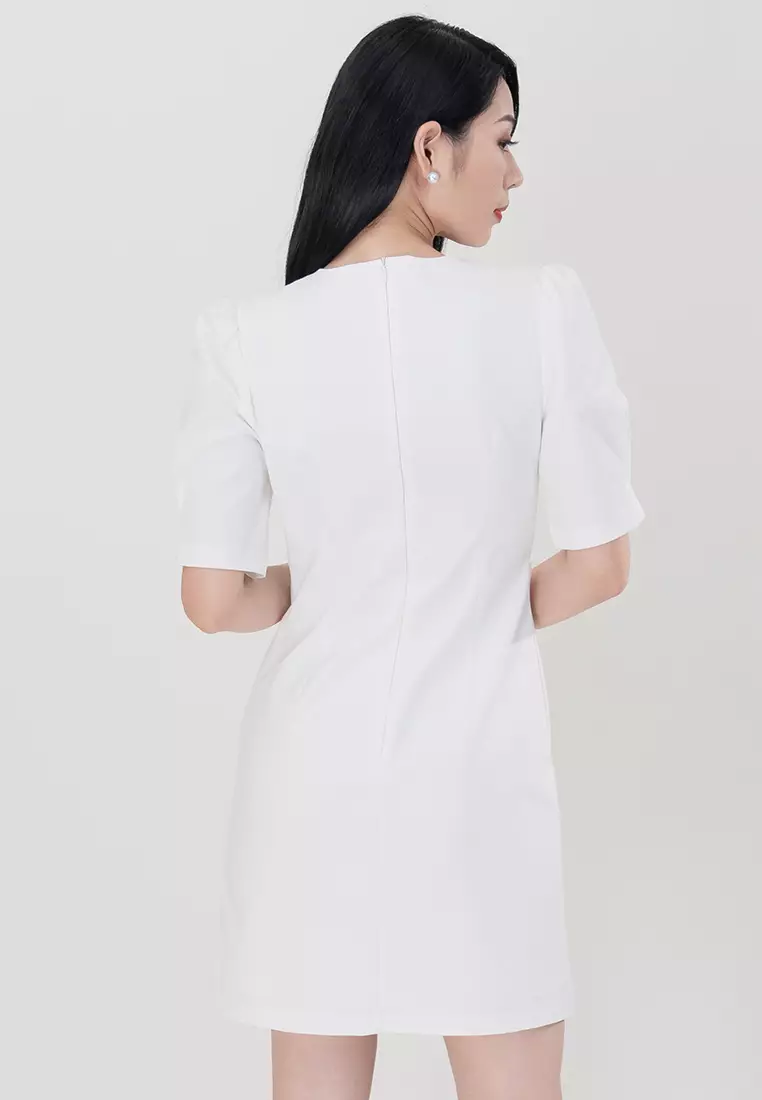 Round Neckline Mini Dress