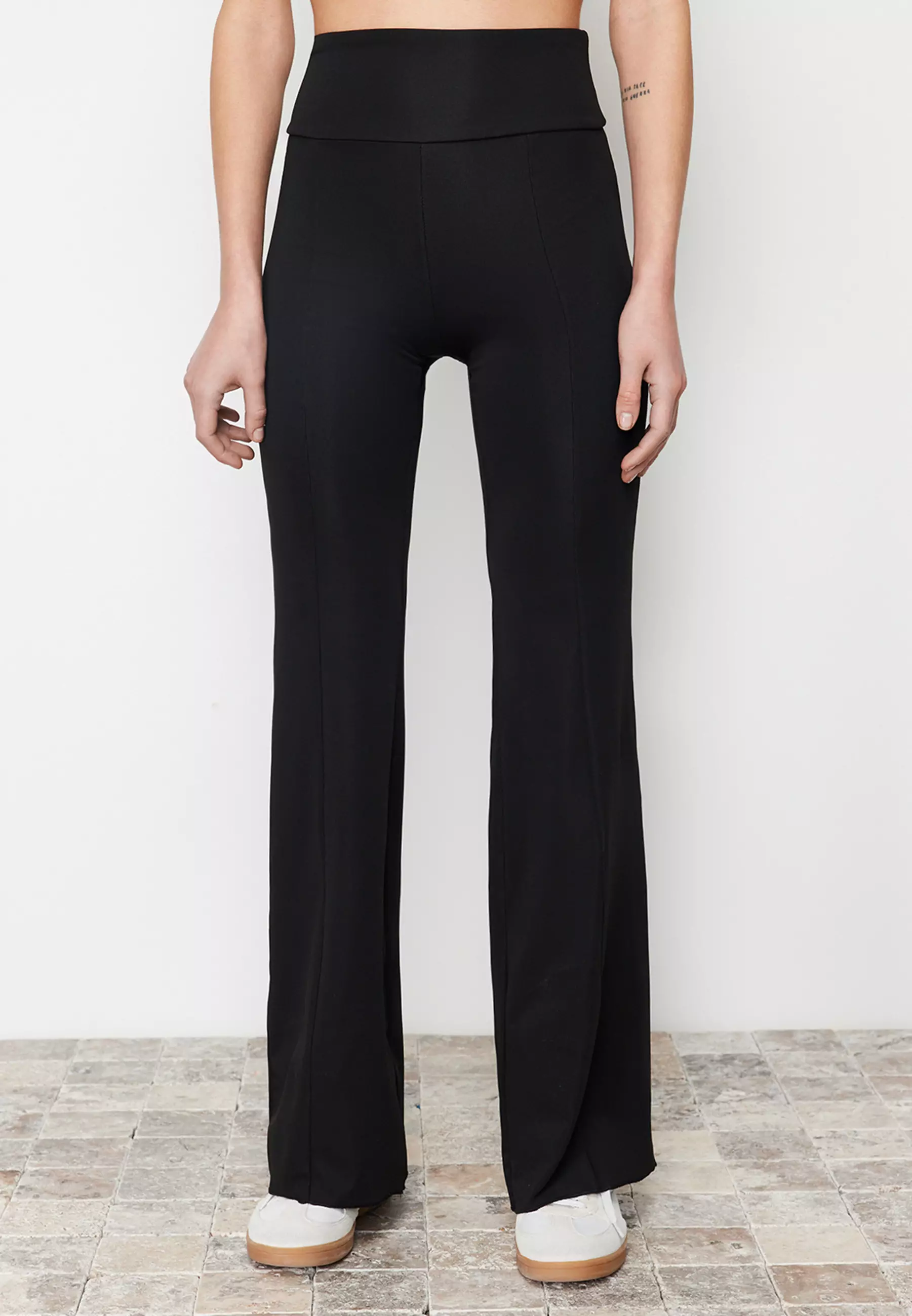 Buy Trendyol High Rise Elastic Waist Leggings In Black