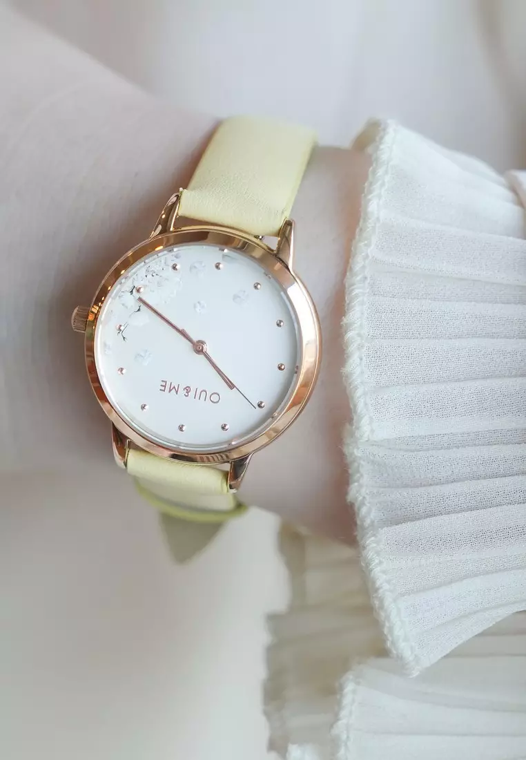 [Sustainable Watch] Oui & Me Fleurette 32mm Women's Yellow Recycled Leather Quartz Watch ME010377