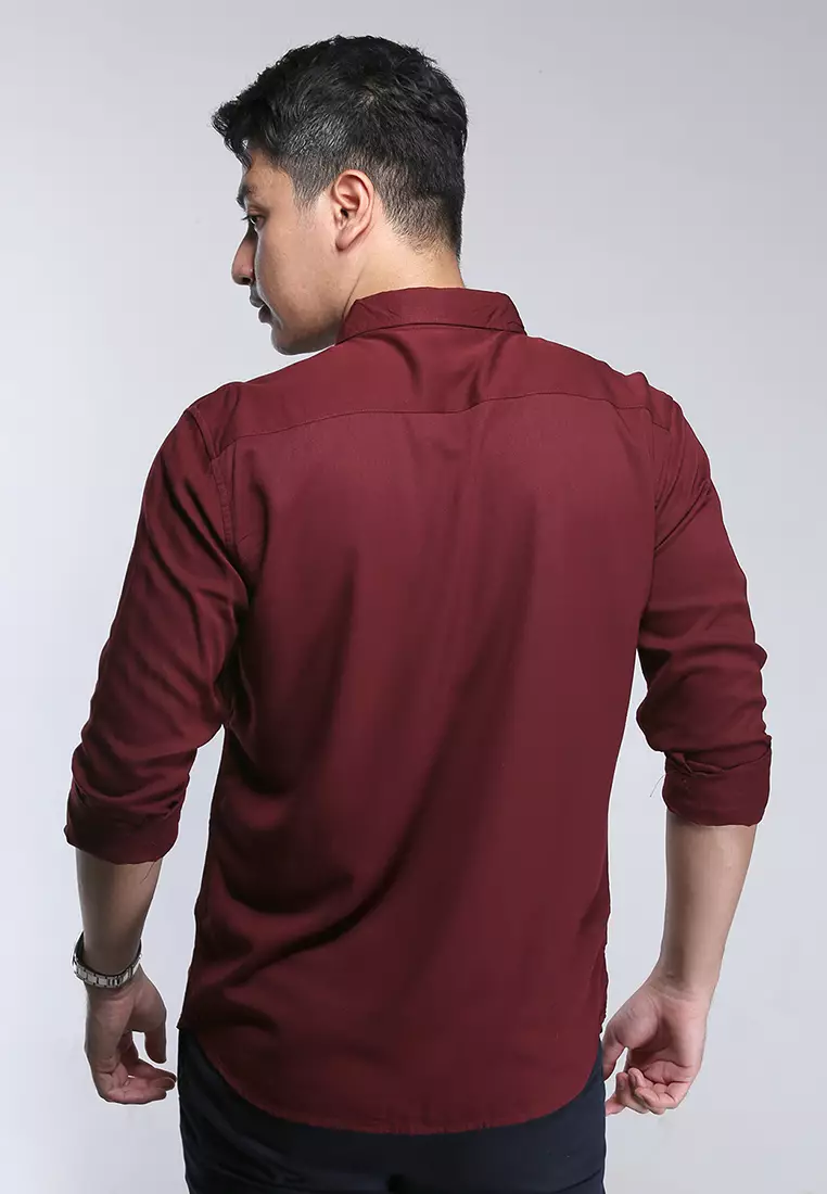 Viscose Red Wine Casual Shirt