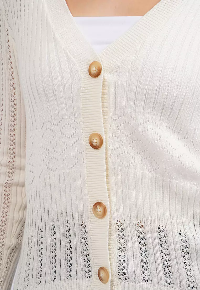 Lace Stitched Long Sleeve Cardigan