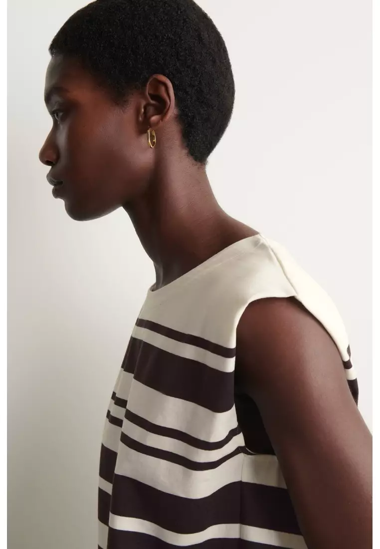 FOLDED-SHOULDER COTTON-JERSEY TANK TOP