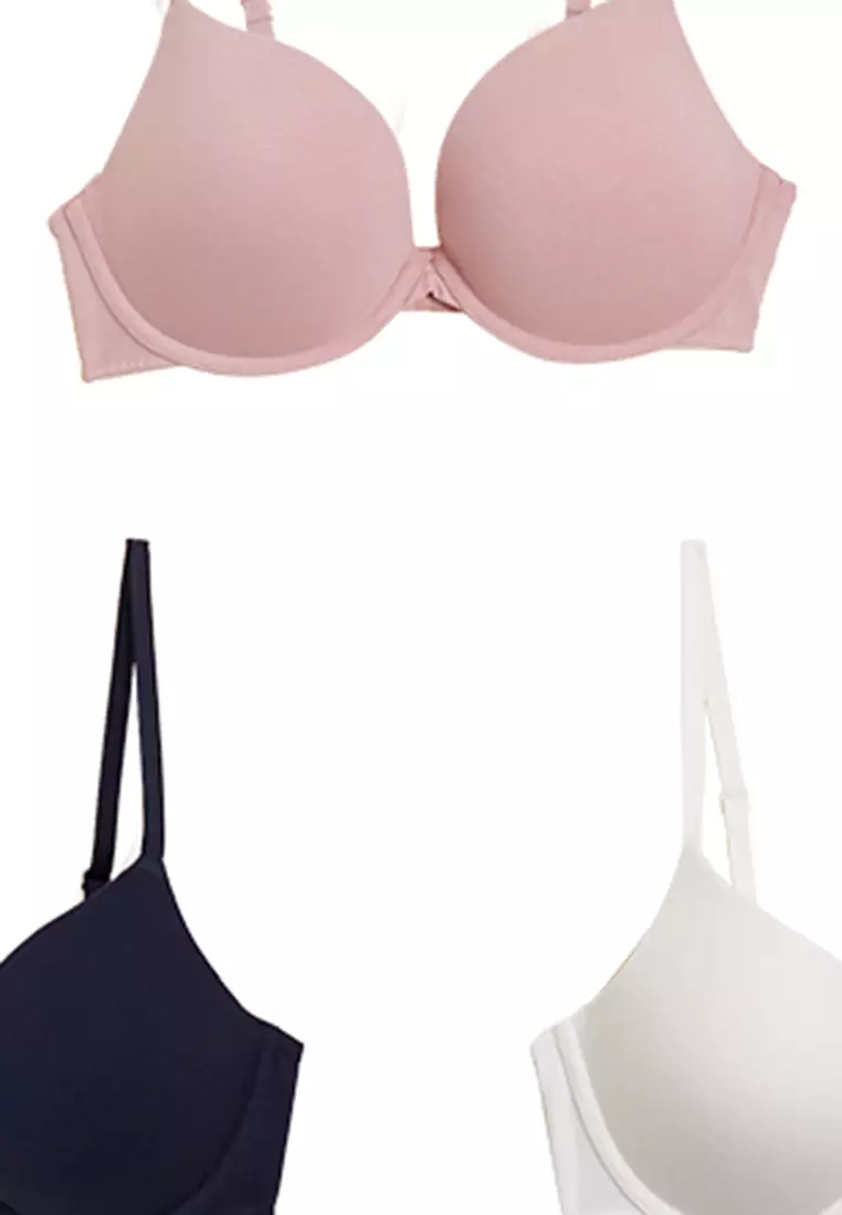 Marks & Spencer 3PACK NW COTTON PL - Push-up bra - soft pink/pink
