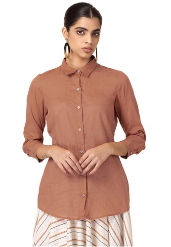 Indya orange Orange Cotton Mul Shirt 6E623AA9D8FFDEGS_1