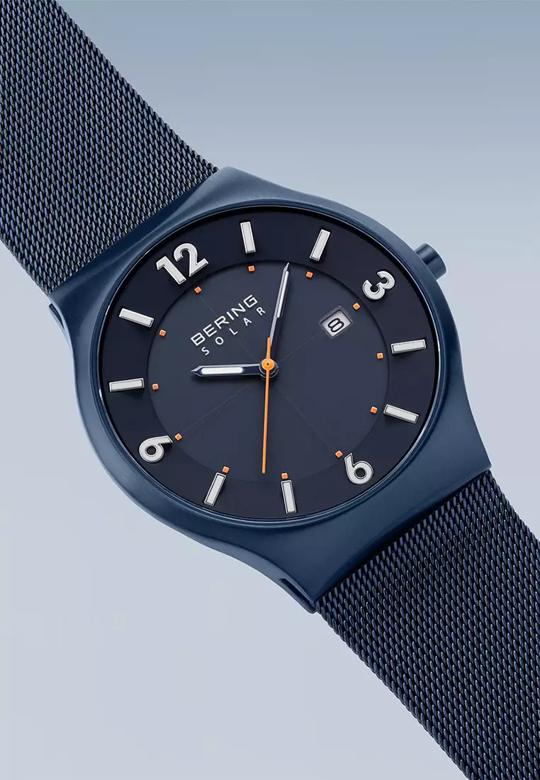 Men's Blue Steel Mesh Bracelet and Blue Dial Solar Watch - 14440-393