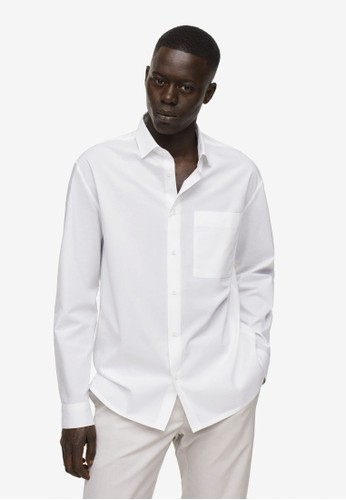 MANGO Man white Relaxed-Fit Cotton Shirt F44F4AA081AAFEGS_1