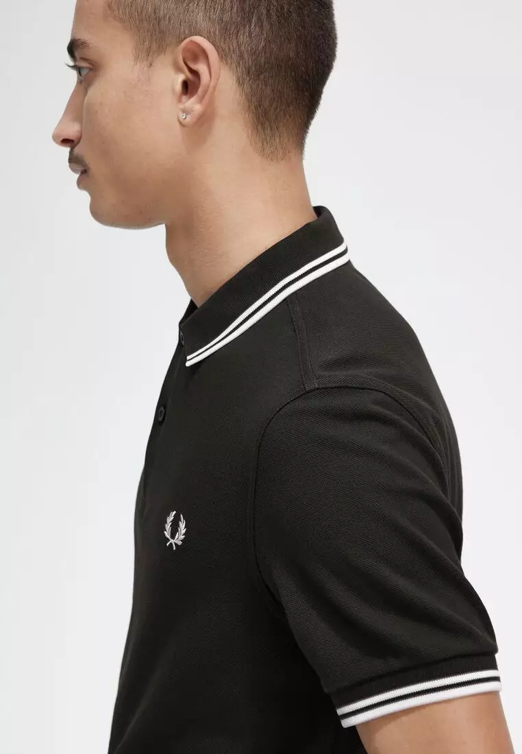 Fred Perry M3600 Twin Tipped Fred Perry Shirt (Night Green / Snow White / Snow White)