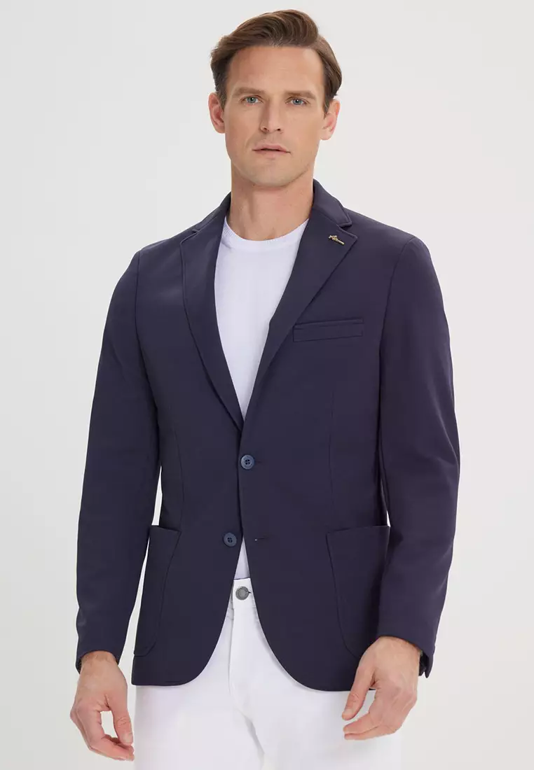 MASU 25SS ZIP-UP BLAZER - NAVY size:46 Mens Suit Jacket Size 34