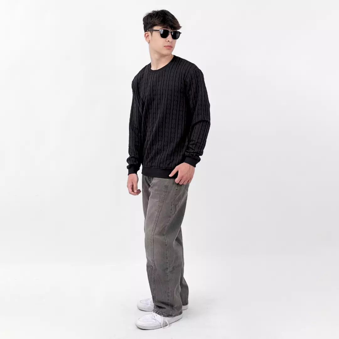 Ryusei Sweater YURA Knit Black – Sweater Knit dengan Tekstur Unik