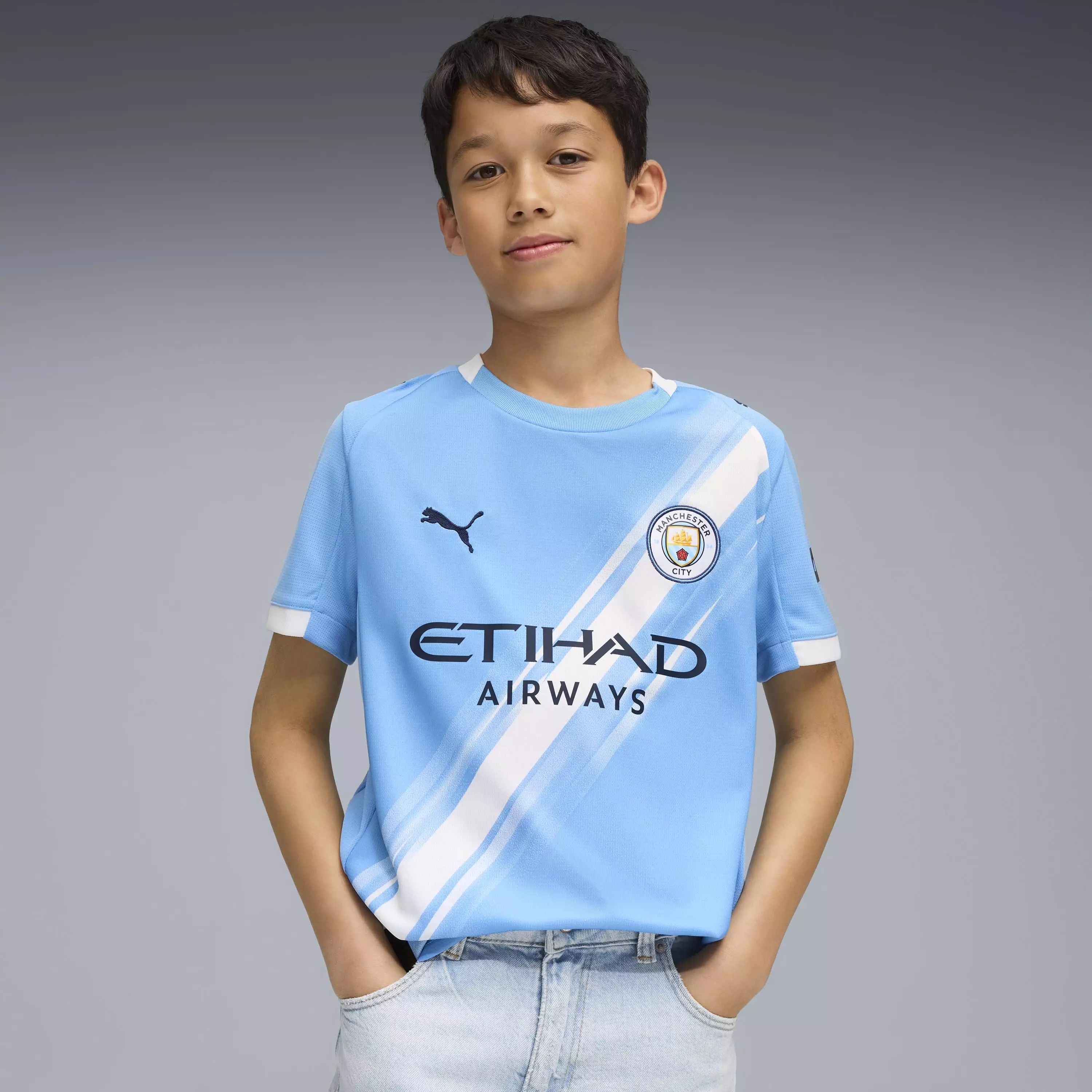 PUMA Manchester City 25/26 Home Jersey Replica Jr 78034101 - Jersey Anak (Biru)