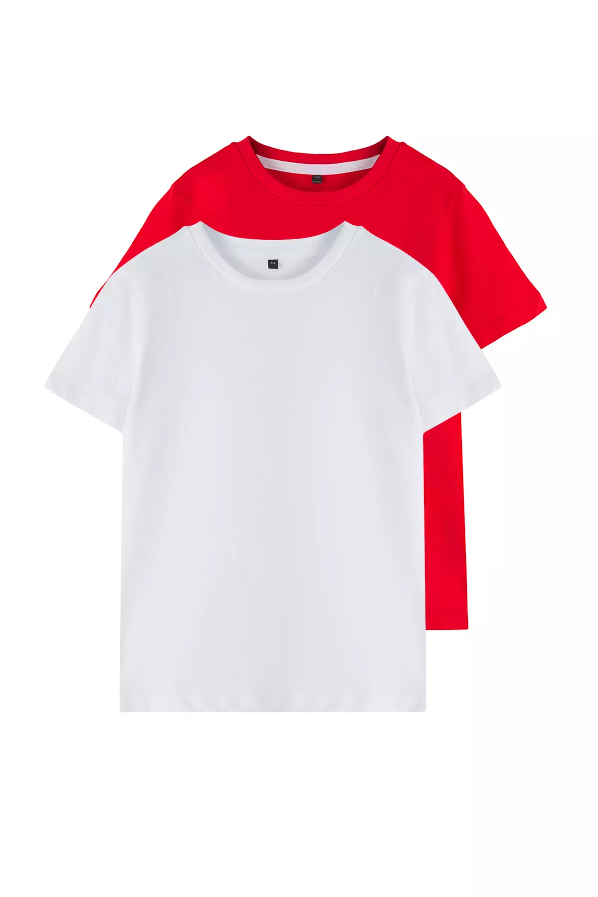 Red-White Boy's T-Shirt 100% Cotton Short Sleeve Knitted