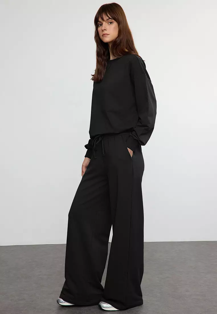 Crew Neck Sweatshirt & Wide Leg Pants Set