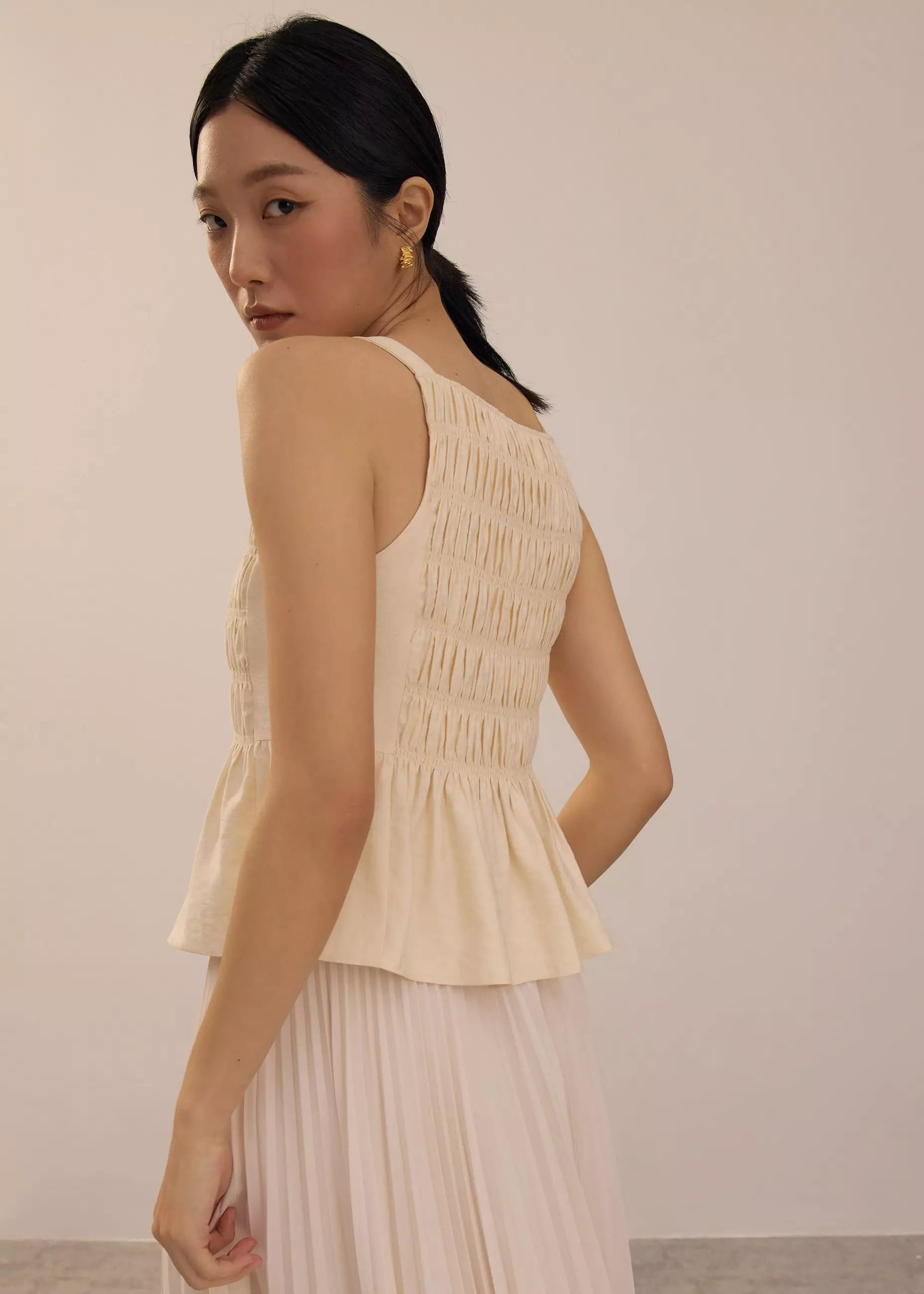 Atasan Wanita - Square Neck Peplum Top