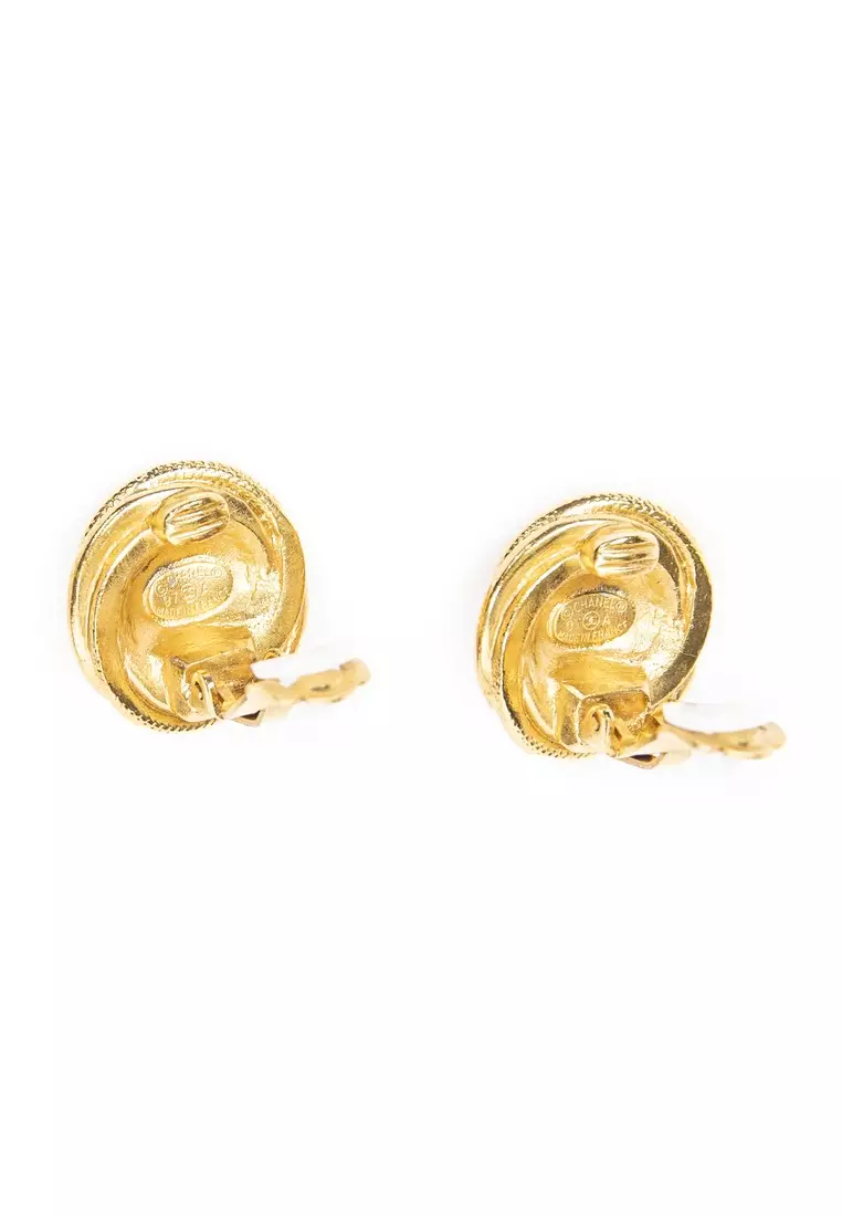 Pre-Loved CC Round  Swirl Clip On Earrings
