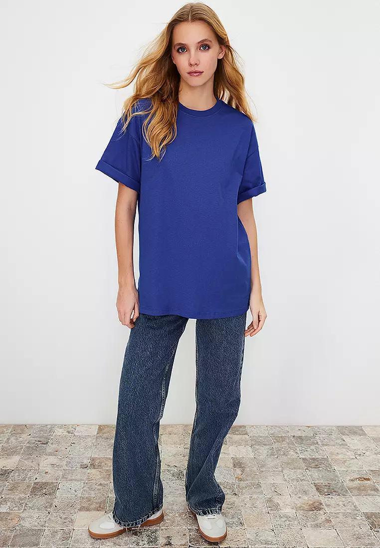 Oversized/Wide Pattern Crew Neck T-Shirt