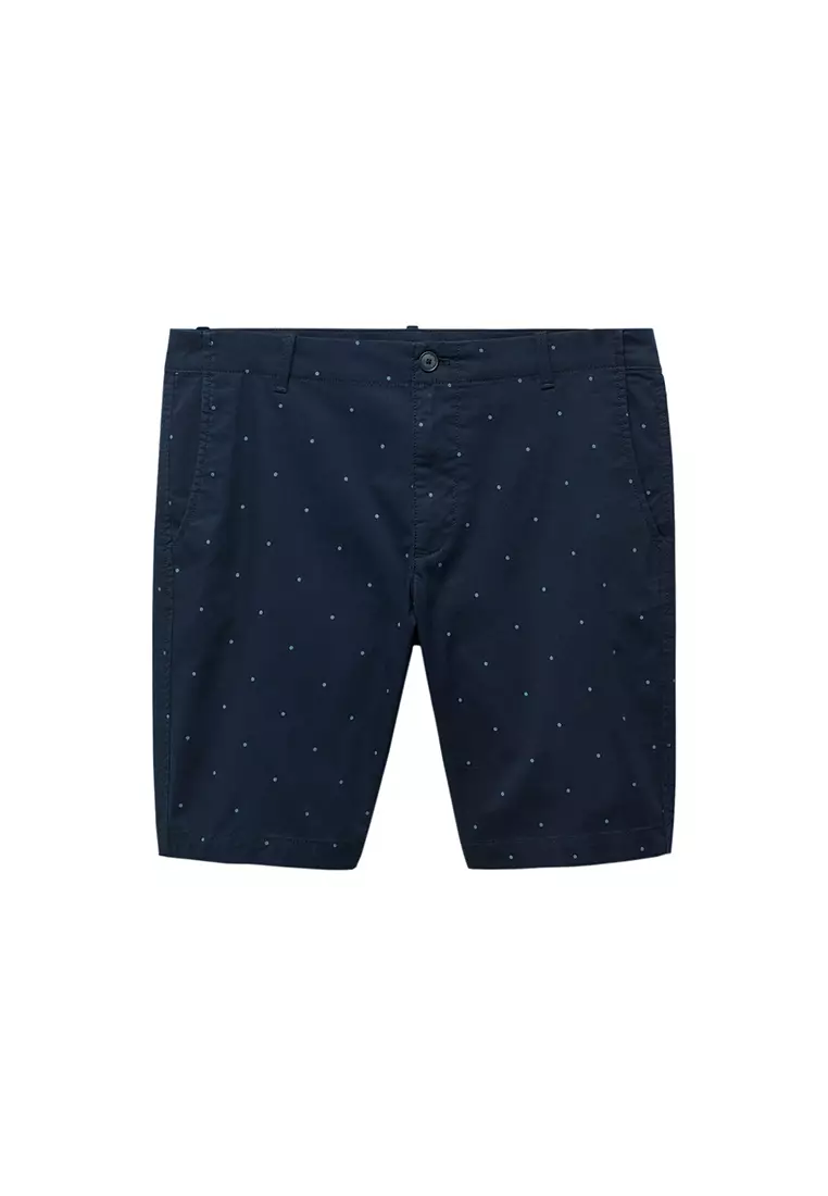 Buy MANGO Man Slim Fit Cotton Micro Printed Bermuda Shorts 2025