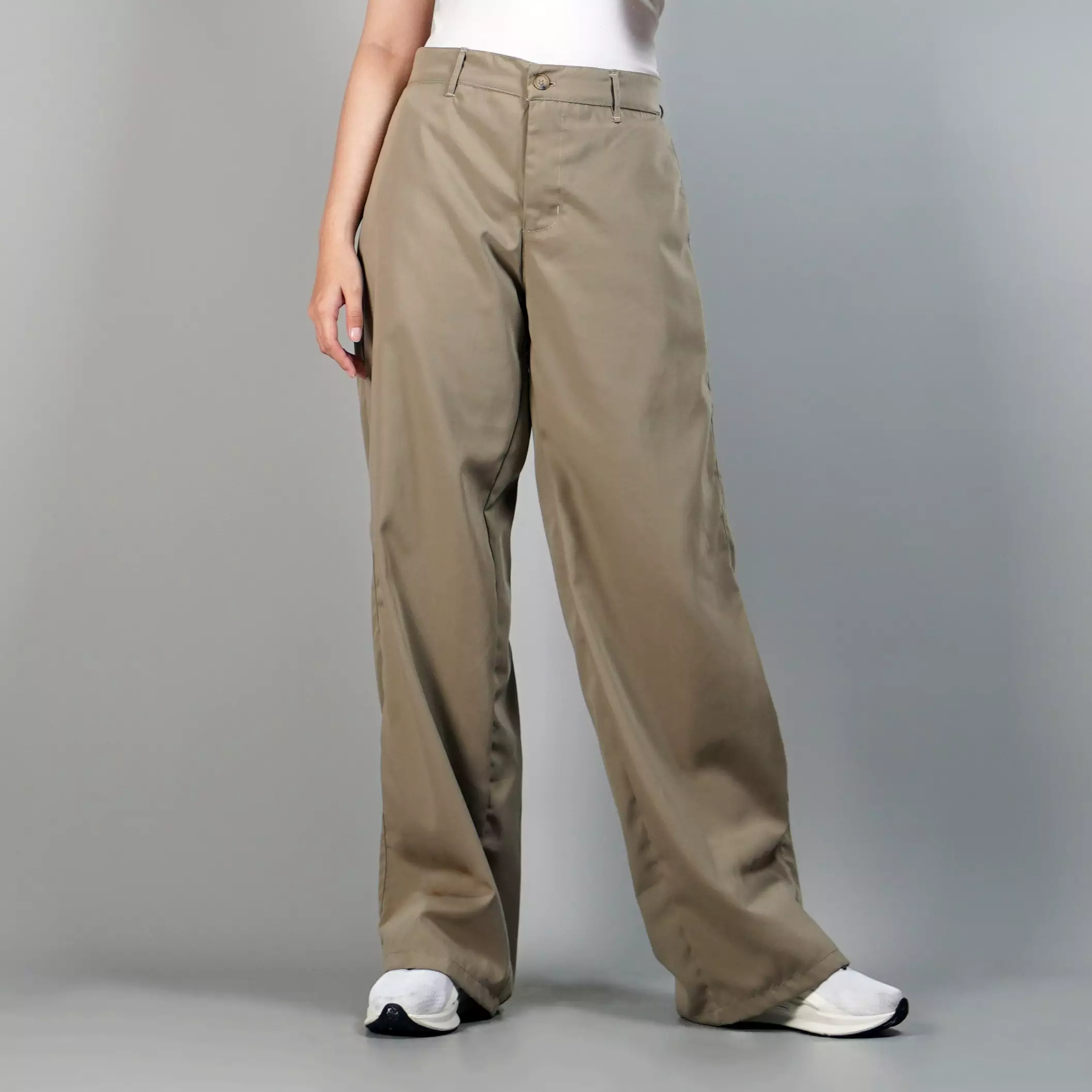 KORY Women Loose Pants For Women Celana Panjang Loose Fit Wanita - BEIGE