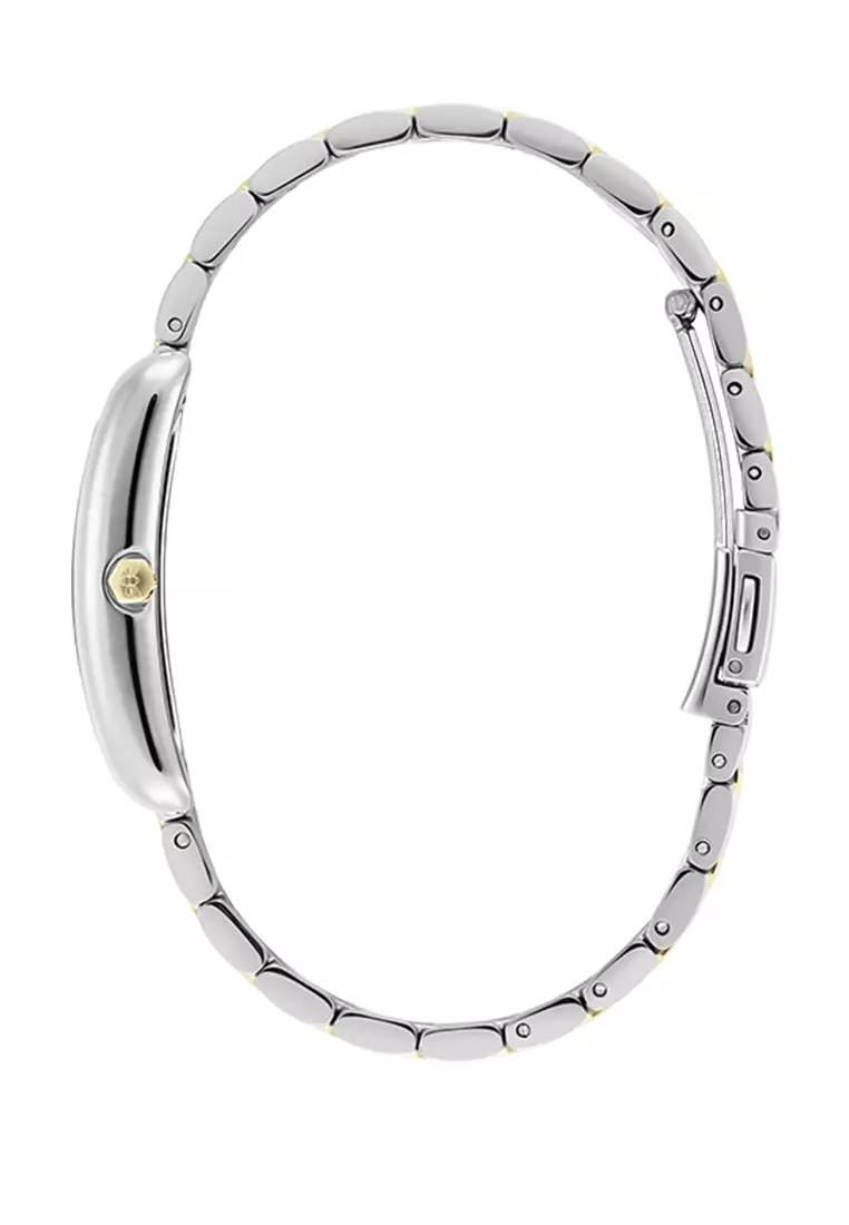 Olivia Burton Tank Silver White Sunray Inner Frame & Powdered Centre Etched Dial TT SS/GP 30 x 21mm - 24000197