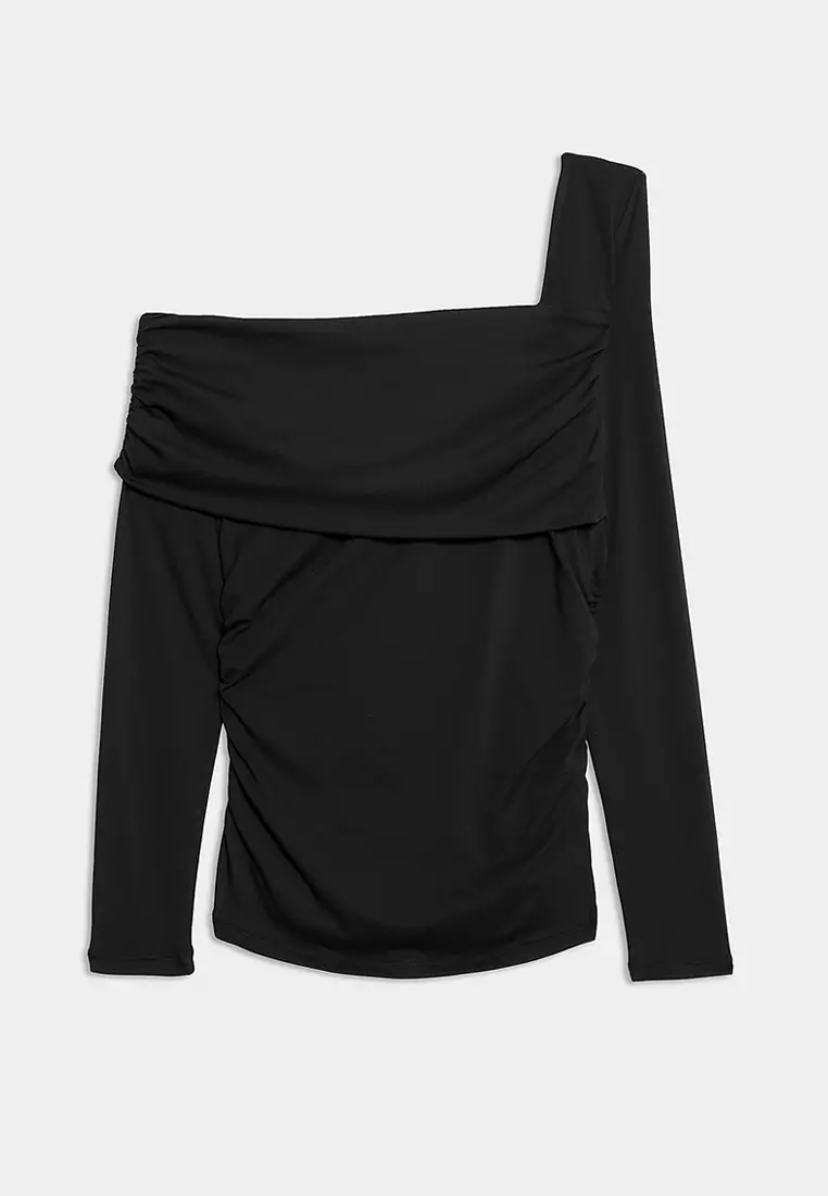 Jersey Asymmetric Neck Bardot Top