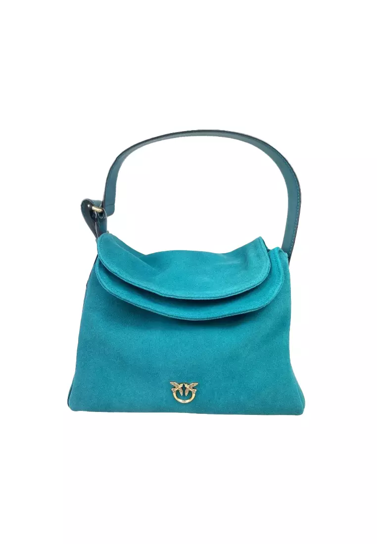 Pinko Suede and calfskin medium shoulder handbag for women 101442 A0F6 X36Q