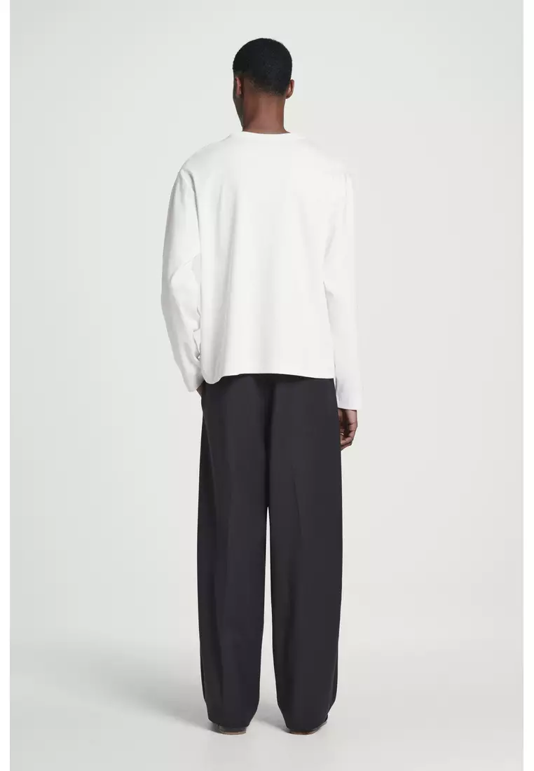 RELAXED JERSEY INTERLOCK LONG-SLEEVED T-SHIRT