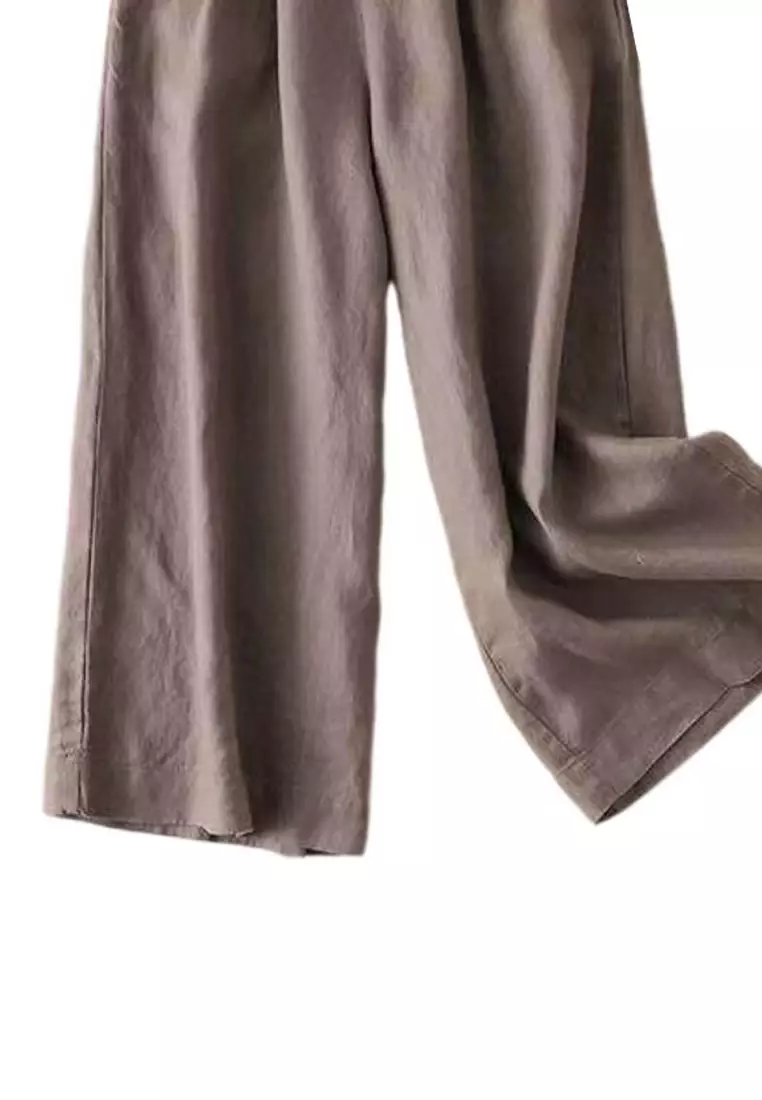 Pituitary Sensation Cotton-flax Wide-legged Pants RZ9026-1