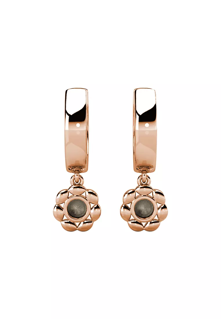 Her Jewellery Floral Hoop Earrings (Rose Gold) - Luxury Crystal Embellishments plated with 18K Gold