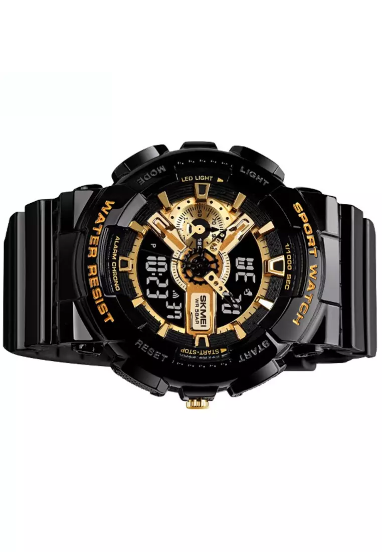 Jam Tangan Analog Digital Pria Design Sporty Many Function Waterproof Strap Tali Material PU DS88 ORIGINAL