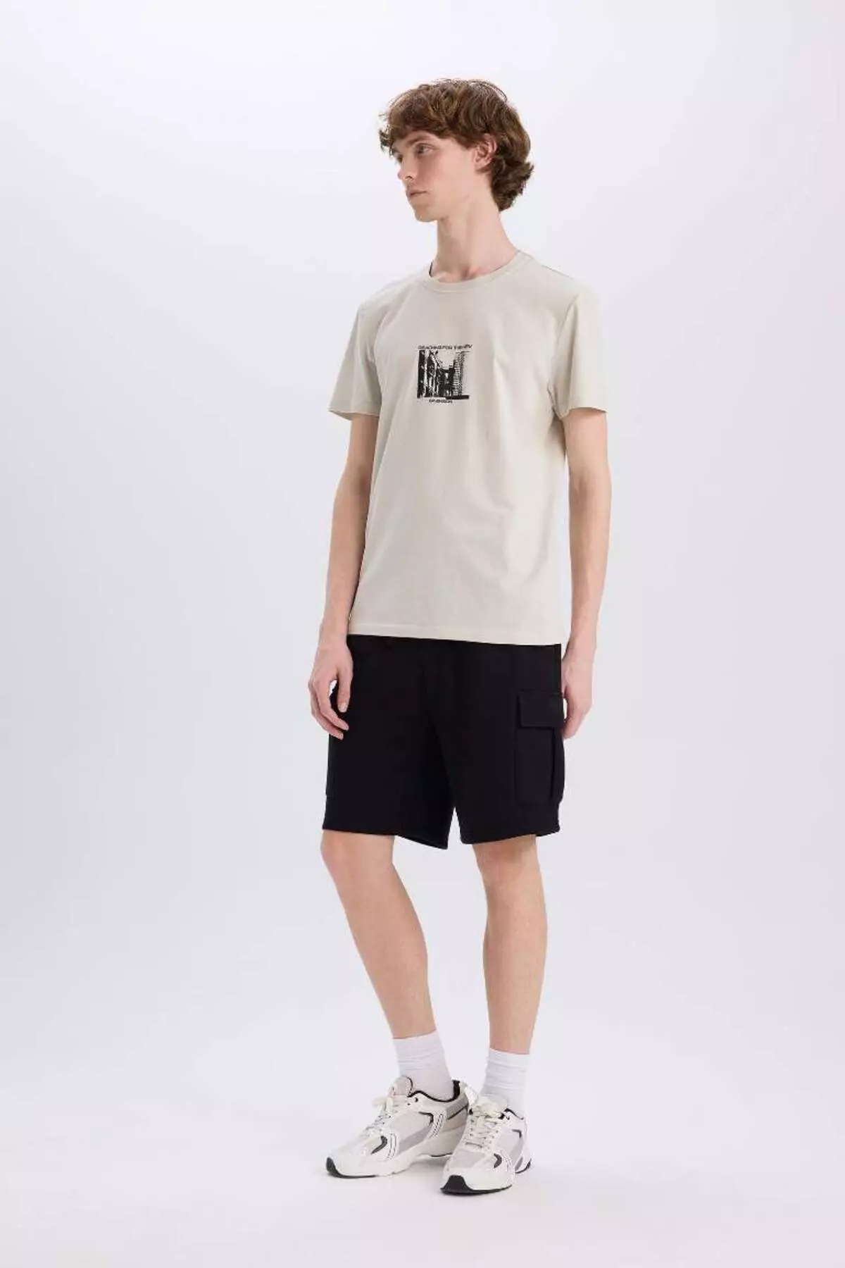 Regular Fit Waist Lace up Cargo Pocket Shorts D9494Ax25Sm