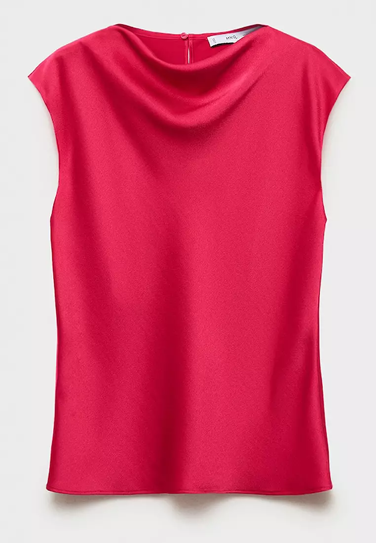 Satin Blouse With Draped Neck