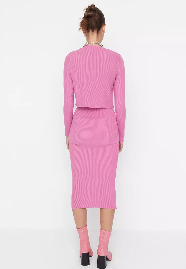 Cardigan-Dress Knitwear Suit