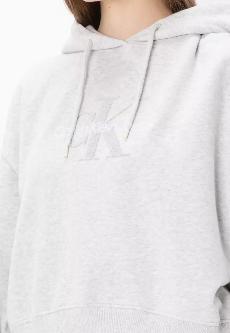 Buy Calvin Klein Cropped Chenille Monogram Hoodie Calvin Klein