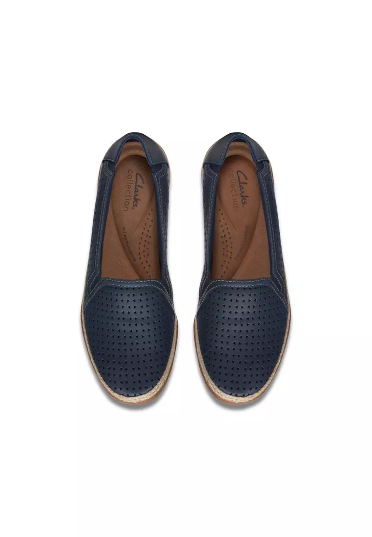 Womens Elaina Ruby Slip On Shoes Navy Leather - Wide Fit
