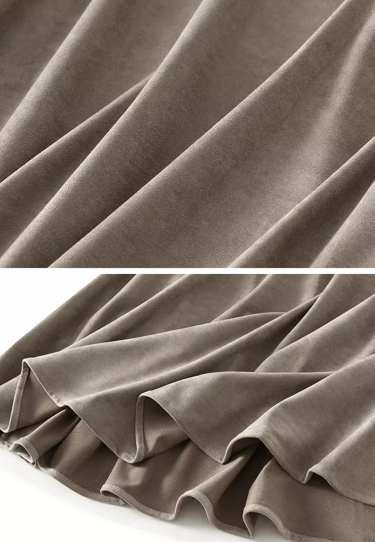 ‌Draped Suede Umbrella Skirt AF-2218