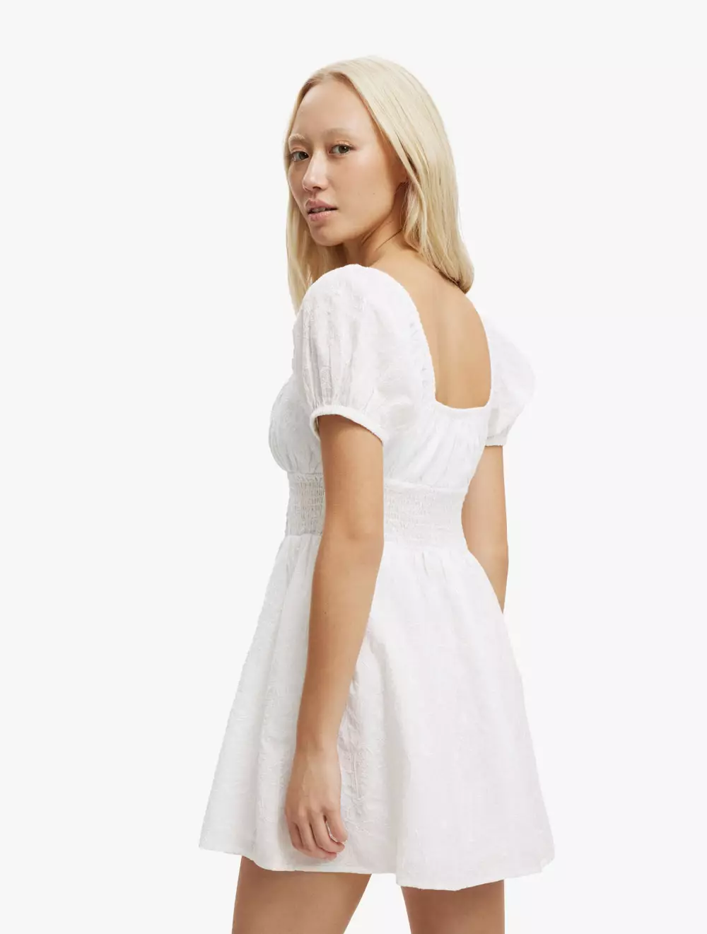 Cotton On -  Pakaian Wanita  - Samira Puff Sleeve Mini Dress - White Paisley