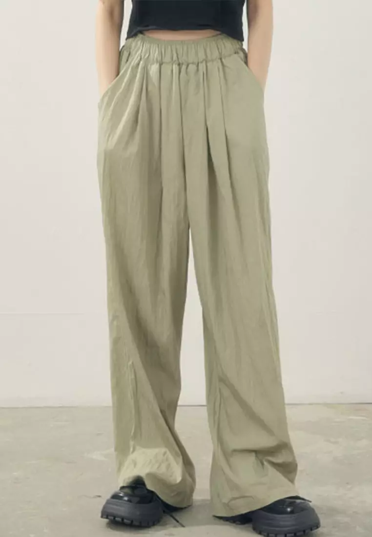 Side Waving Two Tone Pants, Relaxed Fit