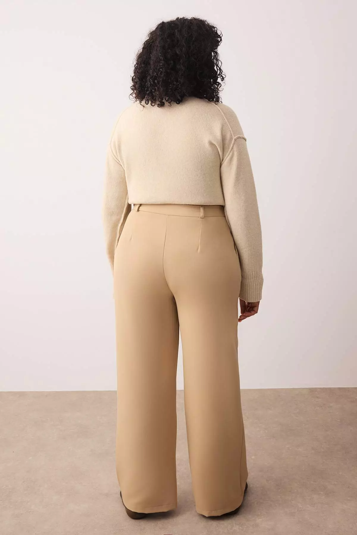 Mink Wide Leg/Wide Leg Woven Plus Size Fabric Pants Tbbaw23Ar00007