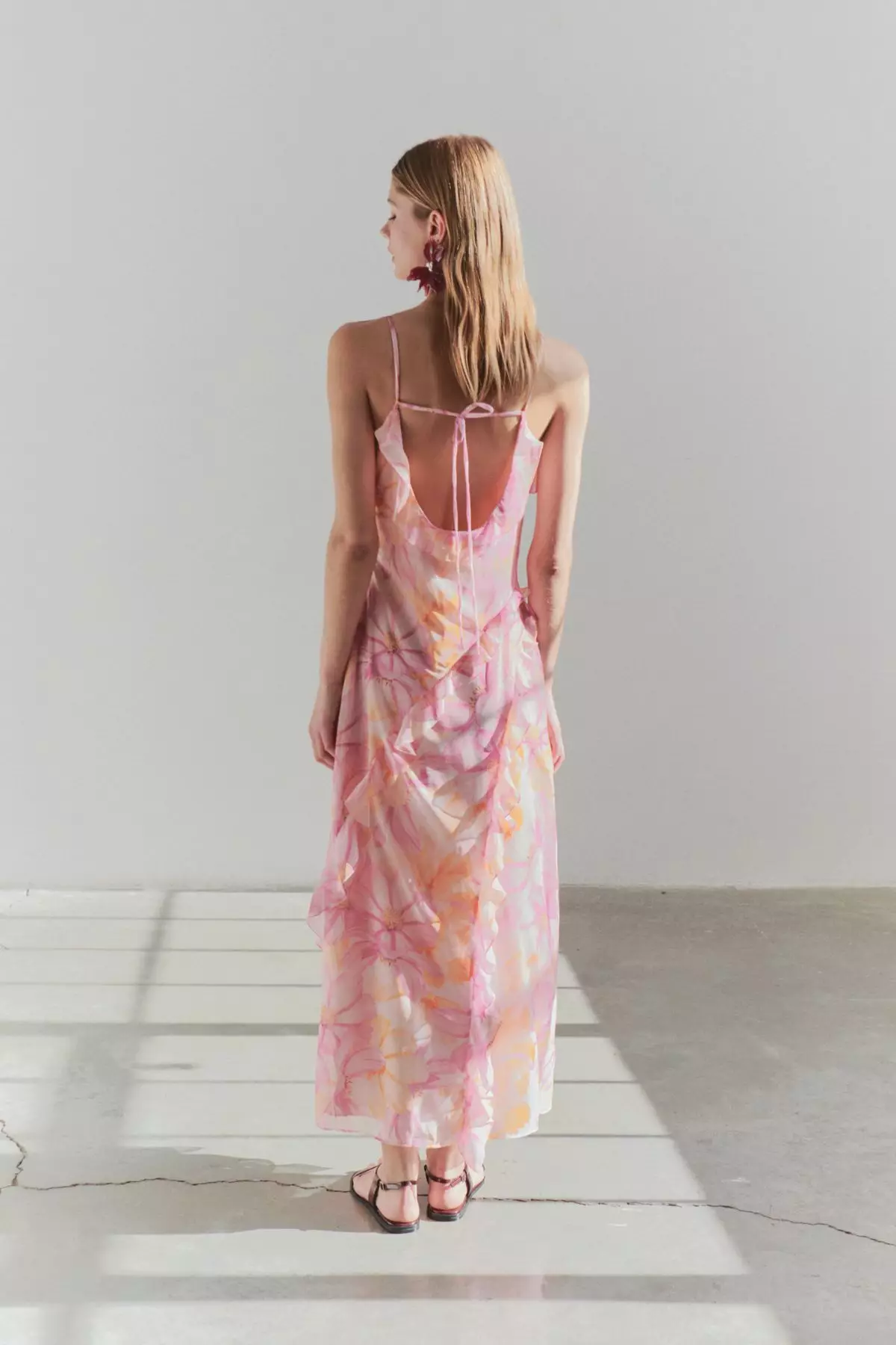 Limited Edition Pink Ruffle Maxi Woven Dress TWOSS25EL00517