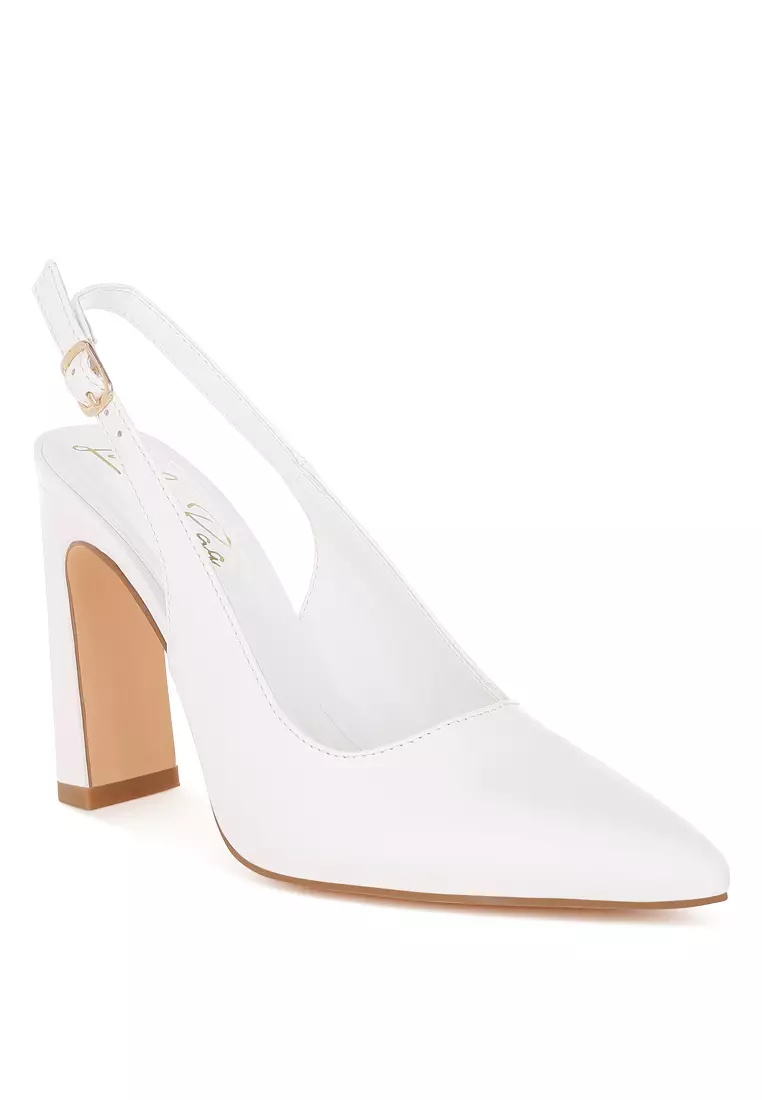 Pointy Toe Slingback Pumps In White